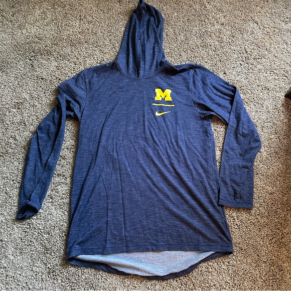 Nike Other - University of Michigan Nike Dri Fit Navy Hooded Long Sleeve Shirt EUC